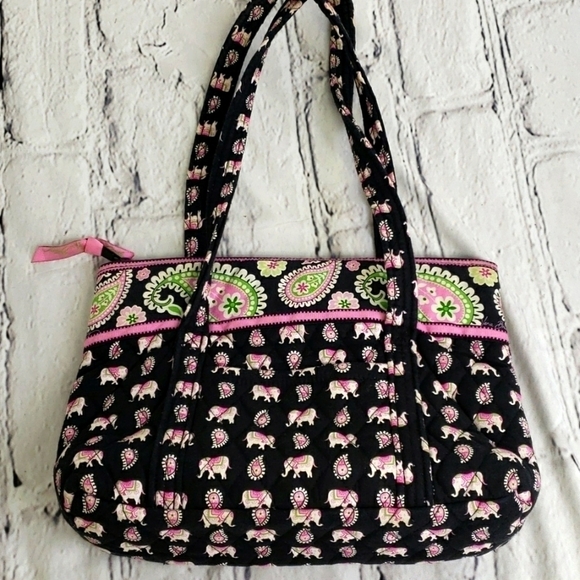 Vera Bradley Pink Elephants 2007 Med Shoulder Bag VGUC Clean - Picture 3 of 16